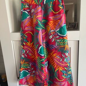100% linen C&C  California tropical wide leg pants - Medium